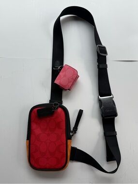 coach airpod and iphone crossbody case